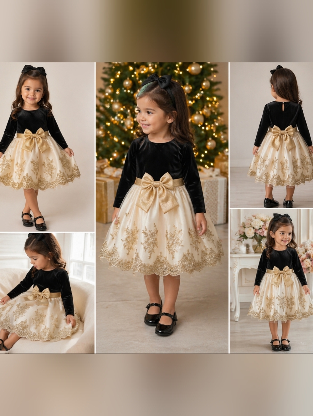 Rare Editions Black and Gold Formal Dress
